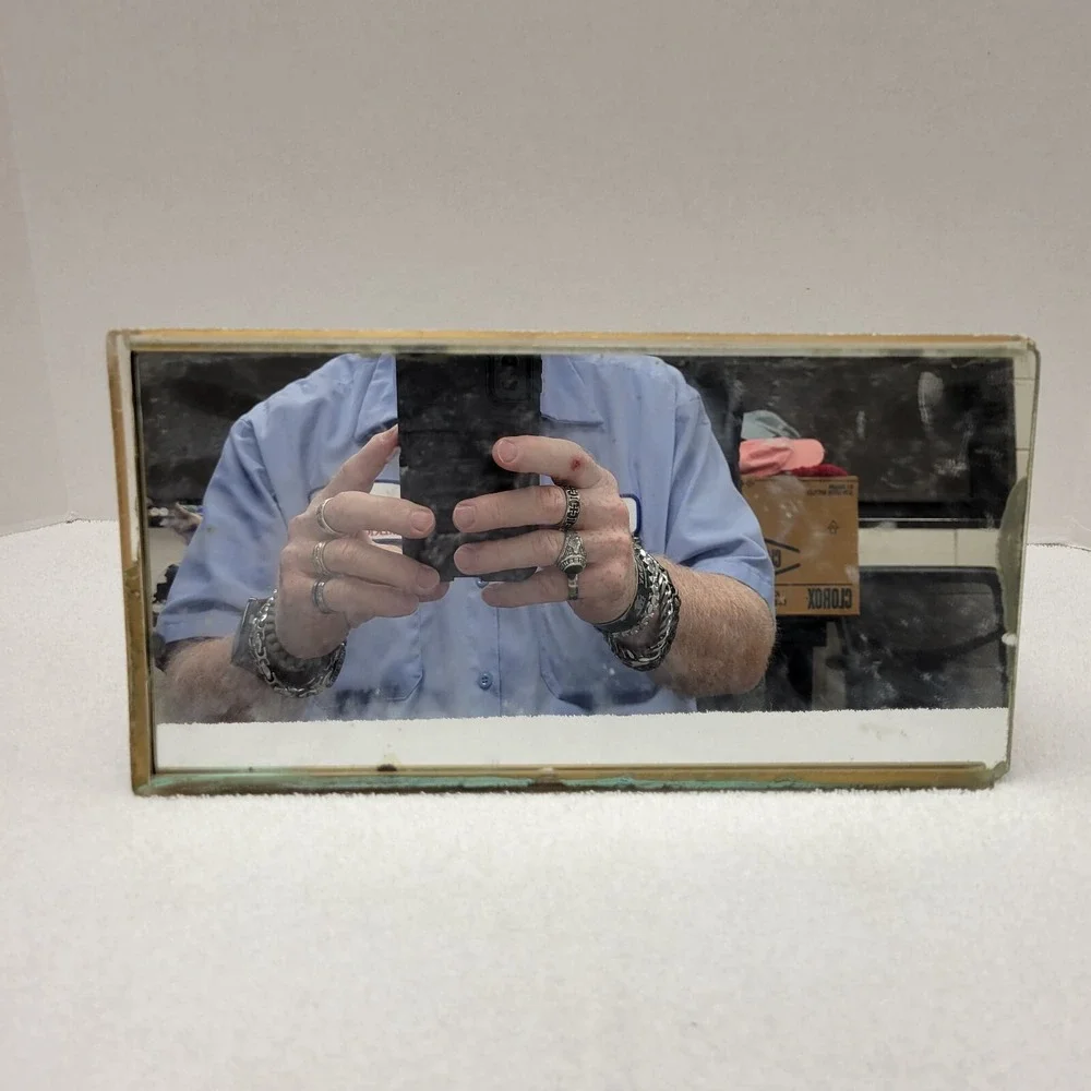 Vintage Hanging‎ Tissue Box holder Acrylic Gold w/ mirror bottom